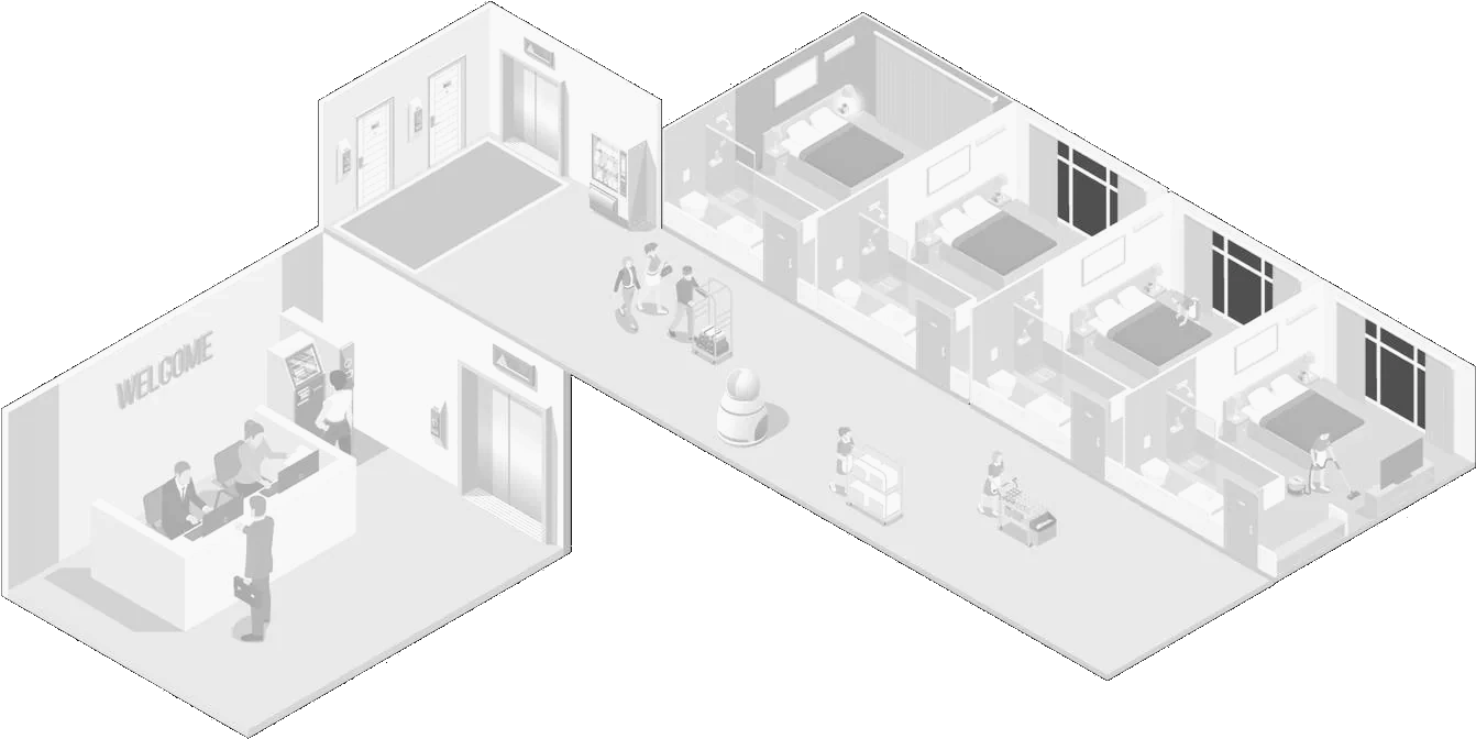 Delivery robot for hotel and building environments